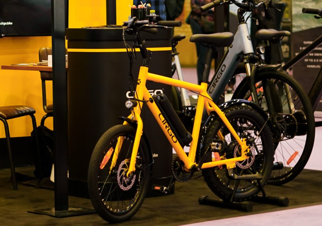 Micro electric bike in yellow colour